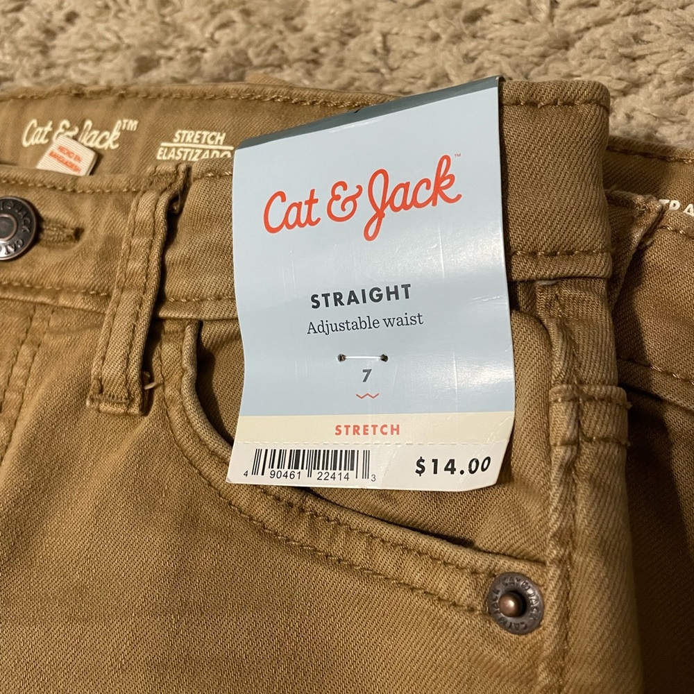 Cat & Jack Straight Leg Pants with Adjustable Waist - Boys Size 7